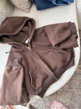 Danielle Guizio Brown Zip Hoodie
